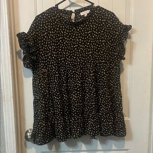 Black and Cream Patterned Women's Top